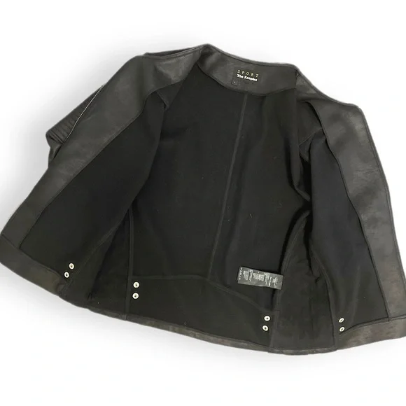 The Kooples Sport black faux leather quilted Moto jacket  Size Large - Picture 4 of 12